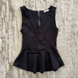 Black V-neckline peplum top size small